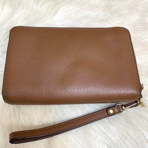 MICHAEL KORS Vintage JET SET Large Double Zip Brown Leather Wrist Wallet - Picture 15 of 16